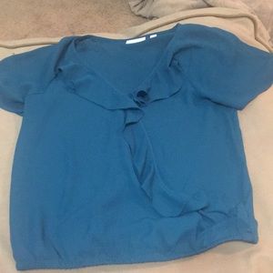 Blue/teal ruffled blouse